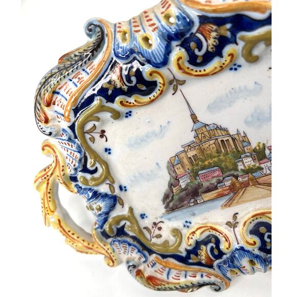 Vintage Ceramic Mont St. Michel 1952 Plate Tray with Handles. - Picture 4 of 4